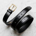 Classic Leather Dress Belt in polished black – Megoha Army luxury accessories