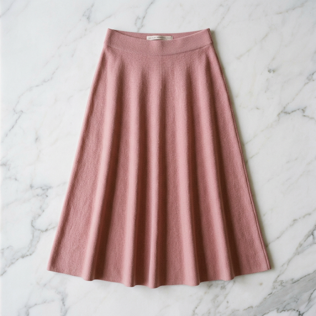 Merino Wool Midi Skirt in dusty rose – Megoha Army luxury womenswear