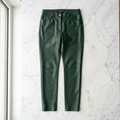 Slim Fit Leather Trousers in forest green – Megoha Army luxury womenswear