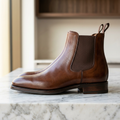 Leather Chelsea Boots in dark tan – Megoha Army luxury men’s footwear