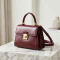 Structured Leather Top-Handle Bag in burgundy – Megoha Army luxury accessories
