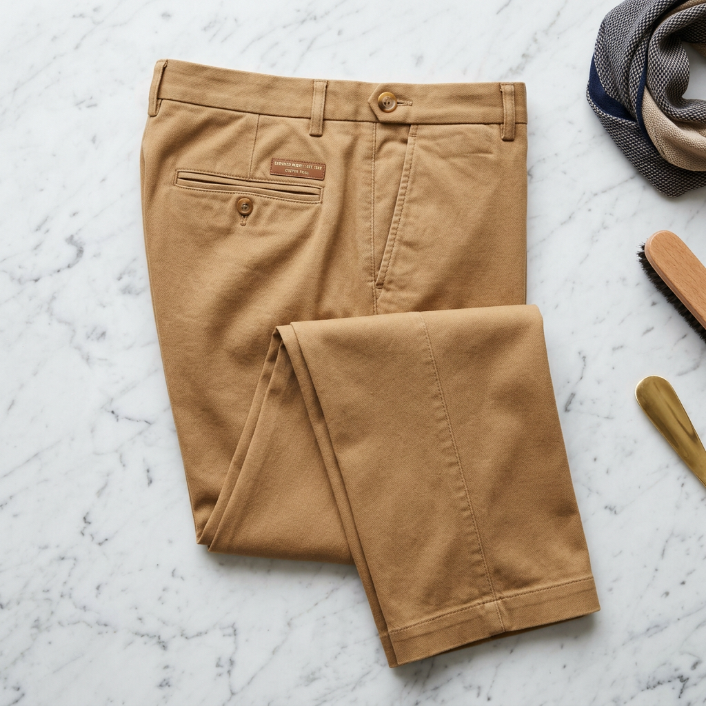Relaxed Fit Chino Trousers in camel beige – Megoha Army luxury menswear