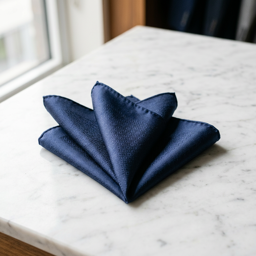 Silk Pocket Square in deep navy – Megoha Army luxury accessories
