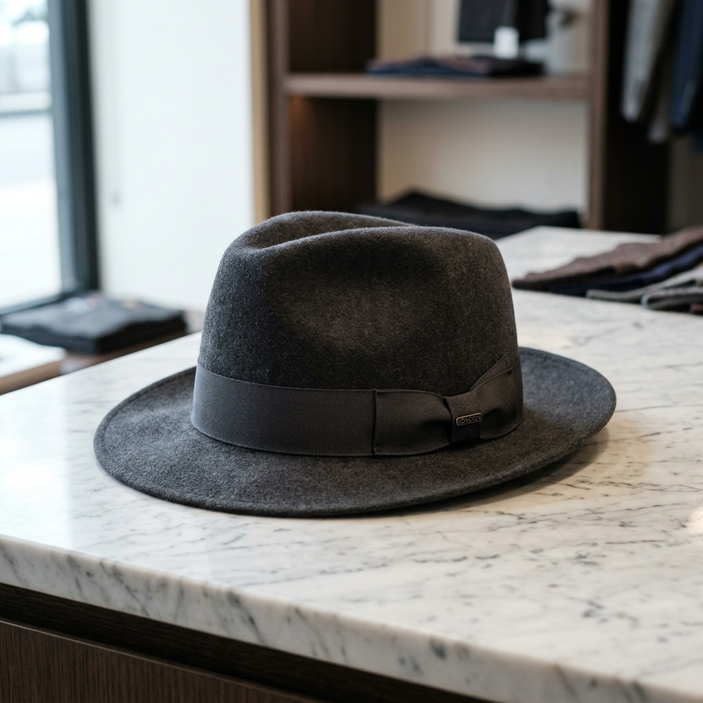 Wool Felt Fedora in charcoal grey – Megoha Army luxury headwear