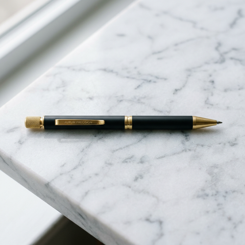 Brass Mechanical Pen in matte black and gold – Megoha Army luxury everyday carry