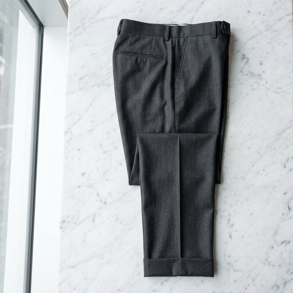 Tailored Wool Slim Trousers in charcoal grey – Megoha Army luxury menswear