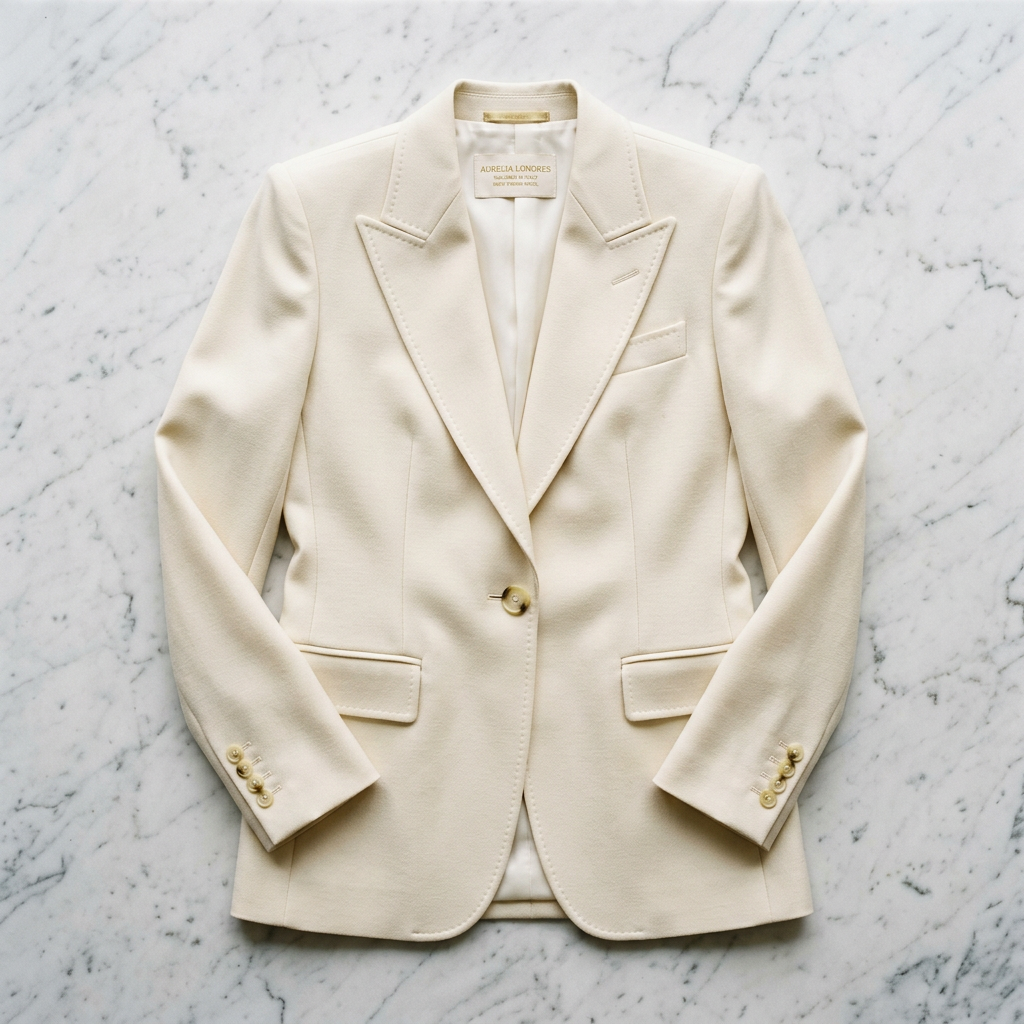 Tailored Wool Blazer in ivory cream – Megoha Army luxury womenswear