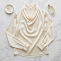 Draped Silk Blouse in ivory cream – Megoha Army luxury womenswear