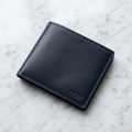 Slim Leather Bifold Wallet in dark navy – Megoha Army luxury accessories